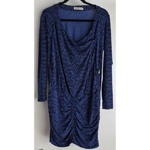 BCBGeneration Women's Dress Blue Spotted Long Sleeve 36in Length Jersey